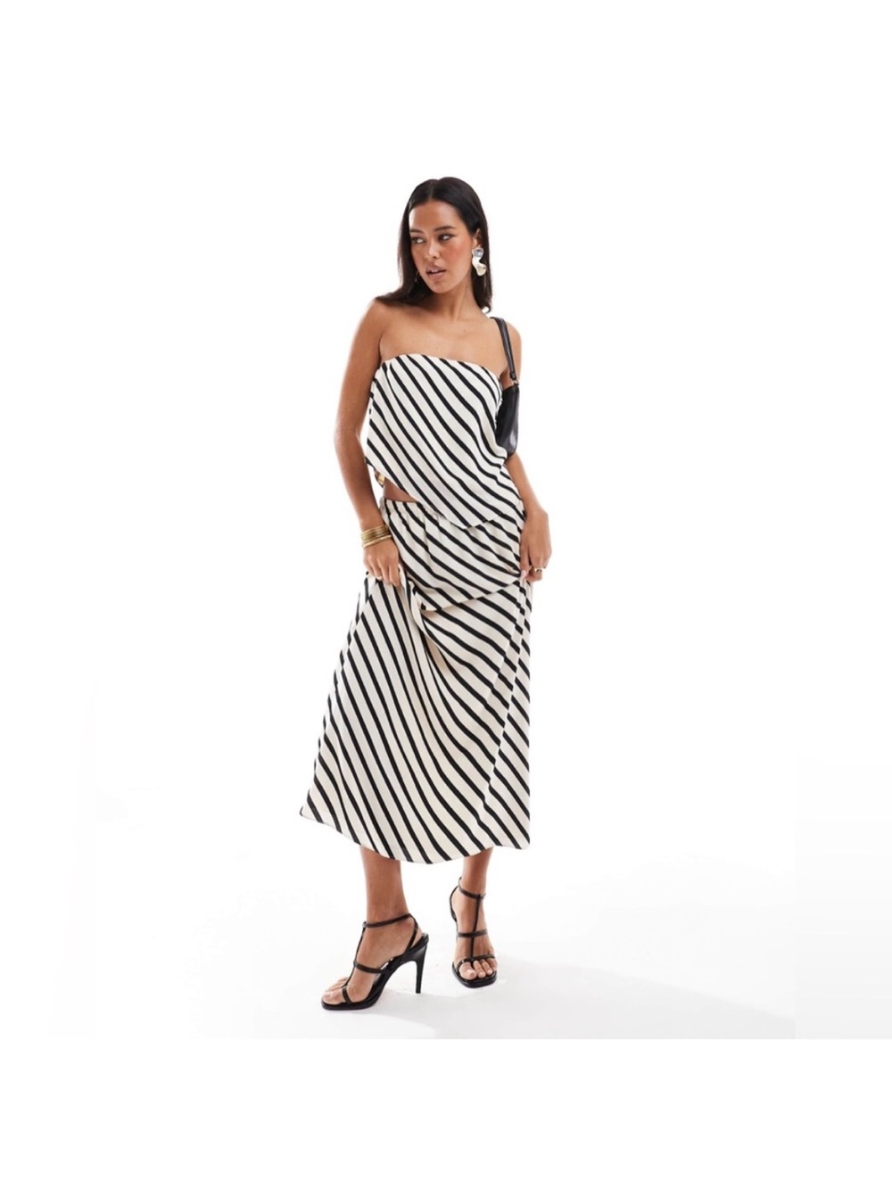 Abercrombie & Fitch Black and White Striped Skirt Set
